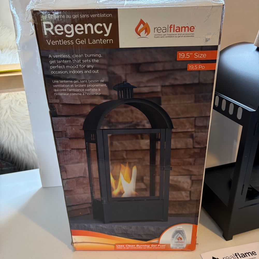 Luminara Real Flame Effect Candle Black Outdoor Lantern Regency 607 new open box - Picture 2 of 9
